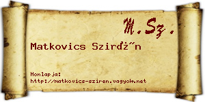 Matkovics Szirén névjegykártya